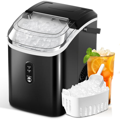 Ice Makers Countertop with Self-Cleaning, 9 Ice Cubes in 6Mins, 26.5lbs/24Hrs, Portable Ice Maker with Ice Scoop/Basket for Kitchen/Home/Bar, Black