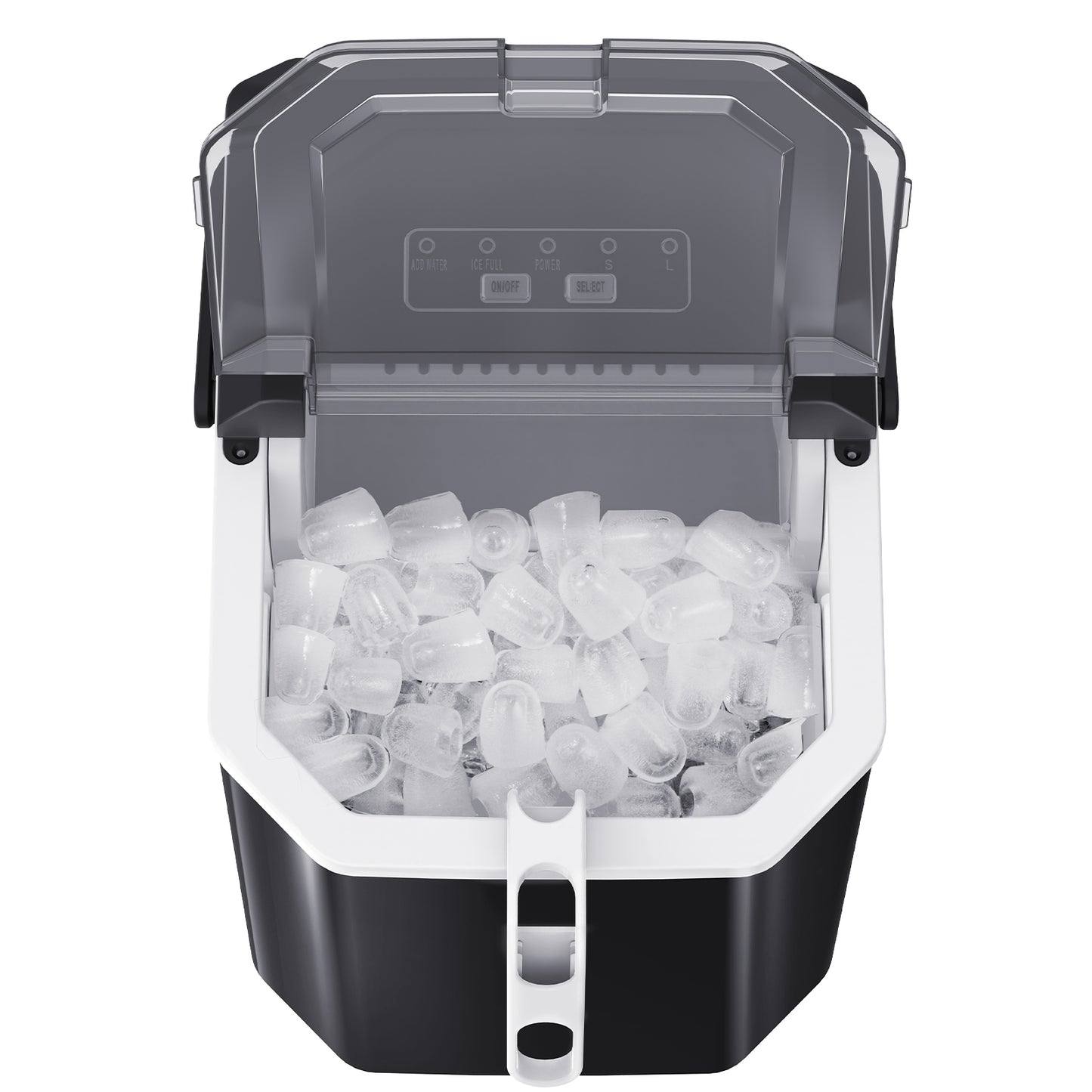 ZAFRO Countertop Ice Maker with Handle, 9 Cubes Ready in 6 Mins, Self-Cleaning Ice Machine with Double Handle, 2 Size of Bullet Ice for Home/Kitchen/Office