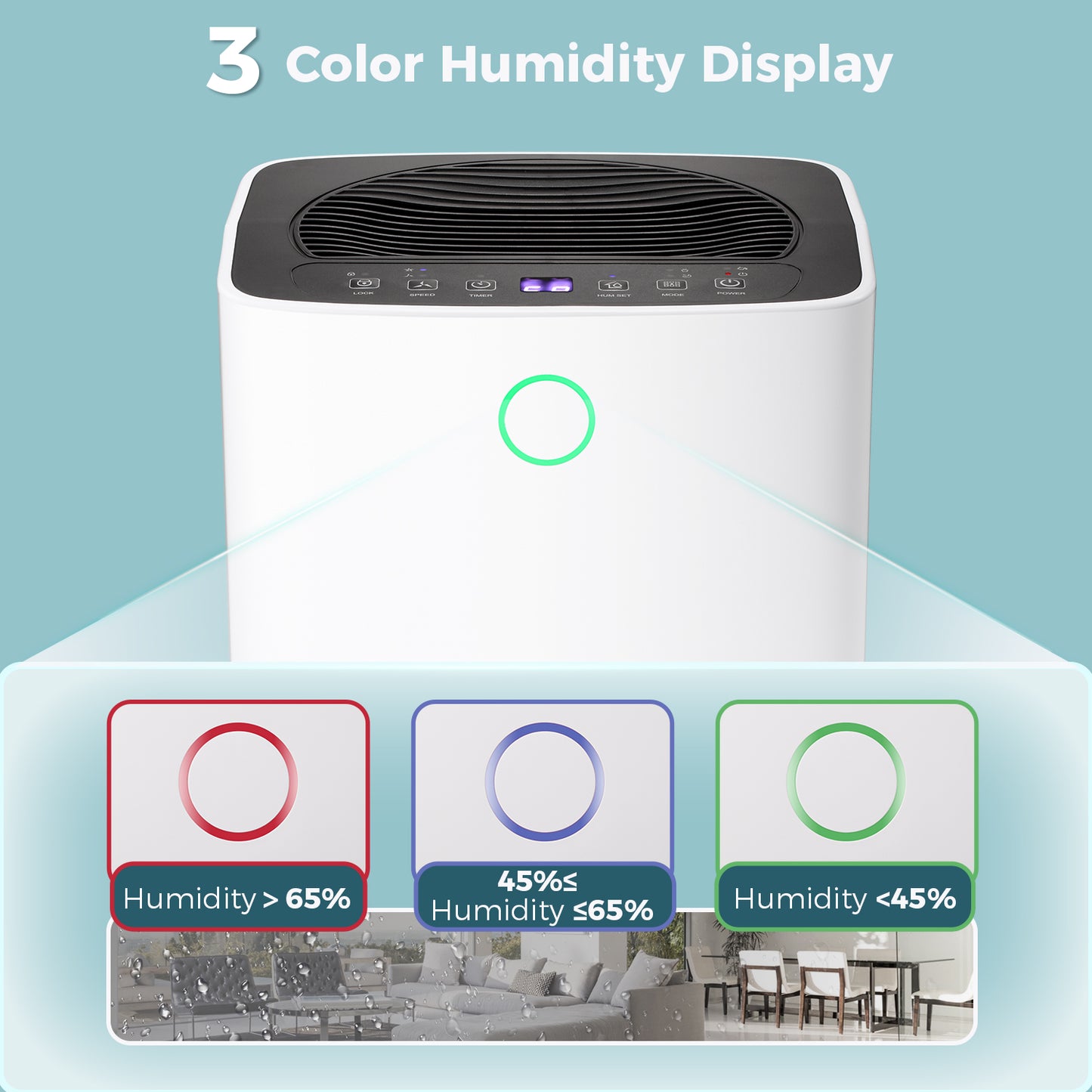 ZAFRO Dehumidifier for Bathroom & Basement & Bedroom & Room with Drain Hose, 1,500 Sq. Ft Dehumidifiers with Auto or Manual Drainage, 3 Working Modes/Auto Defrost/Dry Clothes Function/12H Timer, White