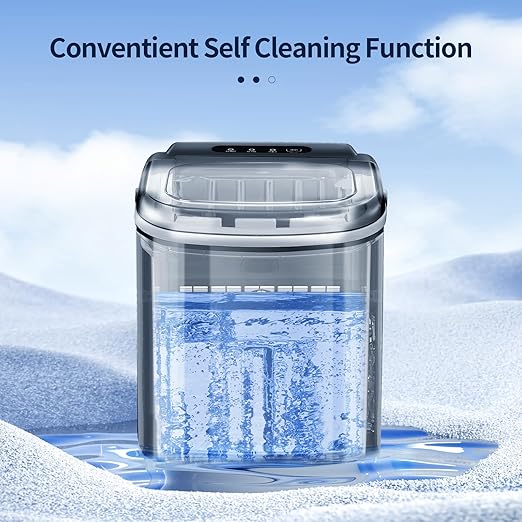 Ice Makers Countertop Stainless Steelwith Self-Cleaning, 26Lbs/24Hrs, 9 Cubes Ice Ready in 6 Mins, Portable Ice Maker with Ice Scoop/Basket for Home/Kitchen/Office/Bar (Stainless Steel)