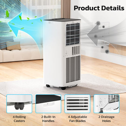 ZAFRO 10,000 BTU Portable Air Conditioners, 4 Modes Portable AC Unit with Fast Cooling/Energy Saving/Remote Control/24Hrs Timer for Bedroom/Dorms/Indoor Rooms, White