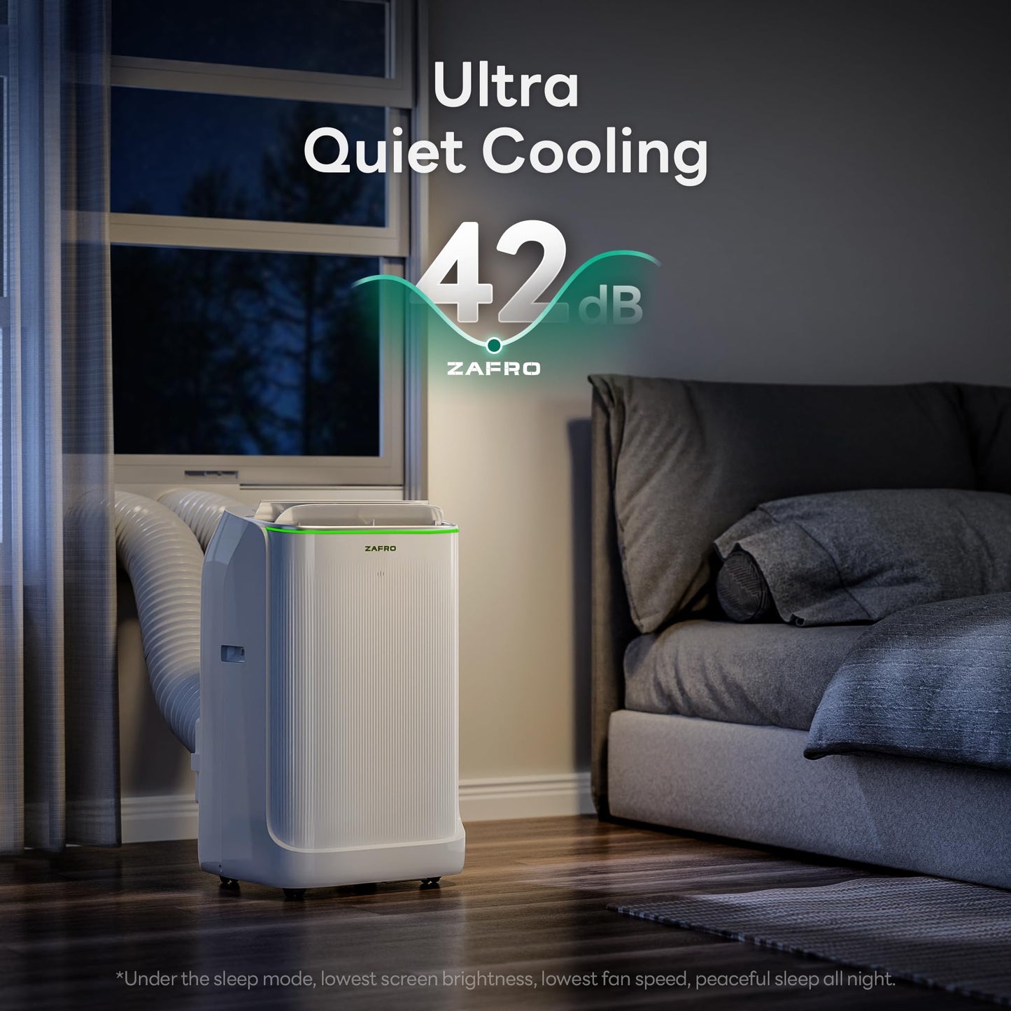 ZAFRO 16,000 BTU (12,000 BTU SACC) Portable Air Conditioners, Ultra Quiet(42dB) Portable Smart AC with Drainage-free Cooling/24Hrs Timer/APP/Remote/Cool, Fan & Dehumidifier Modes for Indoor Rooms